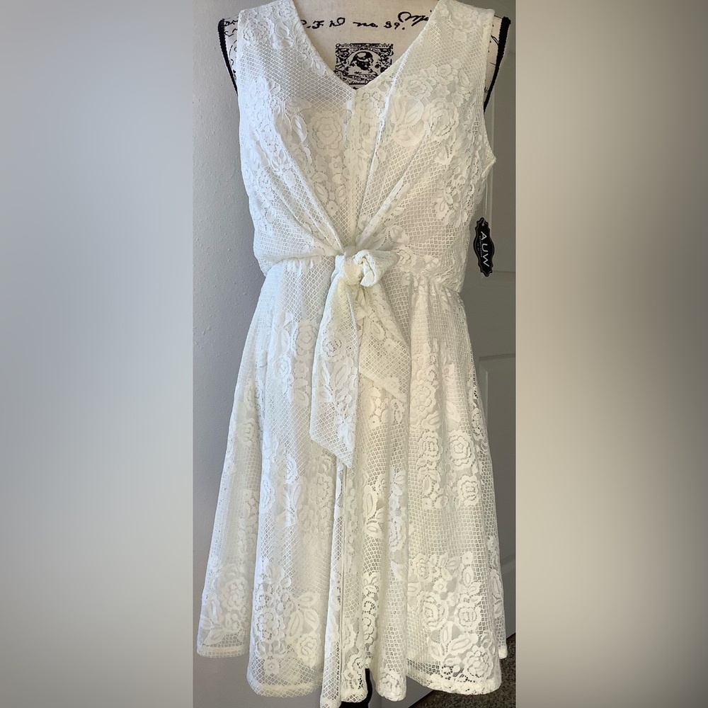 AUW White Lace Midi Dress - Picture 4 of 11